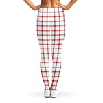 Red And White Tattersall Pattern Print Women's Leggings