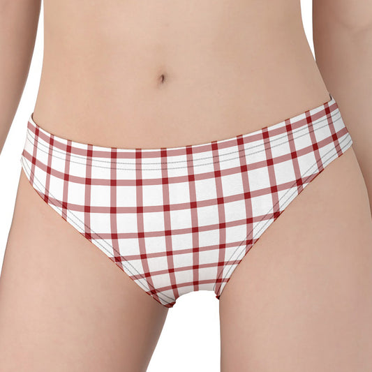 Red And White Tattersall Pattern Print Women's Panties