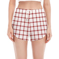 Red And White Tattersall Pattern Print Women's Split Running Shorts