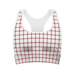Red And White Tattersall Pattern Print Women's Sports Bra