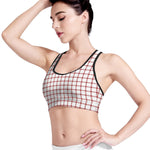 Red And White Tattersall Pattern Print Women's Sports Bra