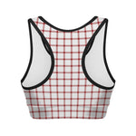 Red And White Tattersall Pattern Print Women's Sports Bra