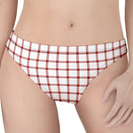 Red And White Tattersall Pattern Print Women's Thong