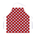 Red And White Volleyball Pattern Print Adjustable Apron