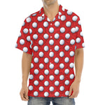 Red And White Volleyball Pattern Print Aloha Shirt