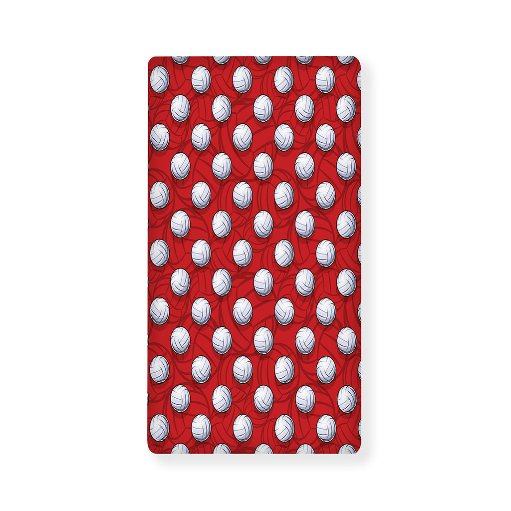 Red And White Volleyball Pattern Print Baby Crib Sheet