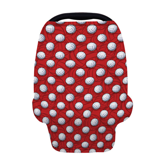 Red And White Volleyball Pattern Print Baby Seat Cover