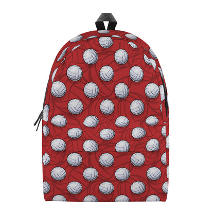 Red And White Volleyball Pattern Print Backpack