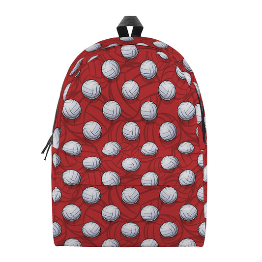 Red And White Volleyball Pattern Print Backpack