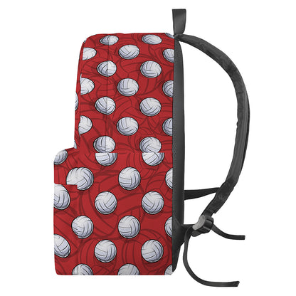 Red And White Volleyball Pattern Print Backpack