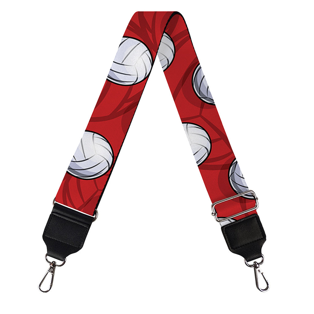 Red And White Volleyball Pattern Print Bag Strap