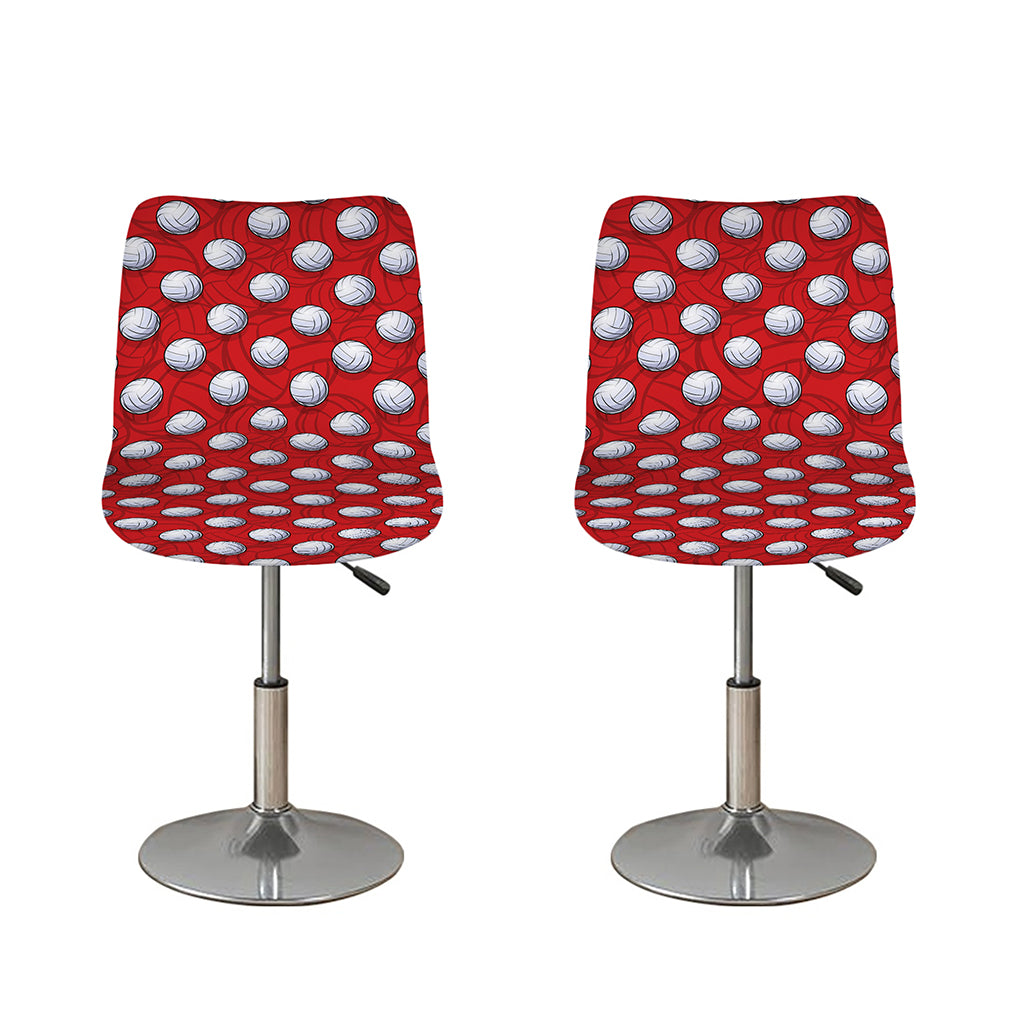 Red And White Volleyball Pattern Print Bar Stool Covers