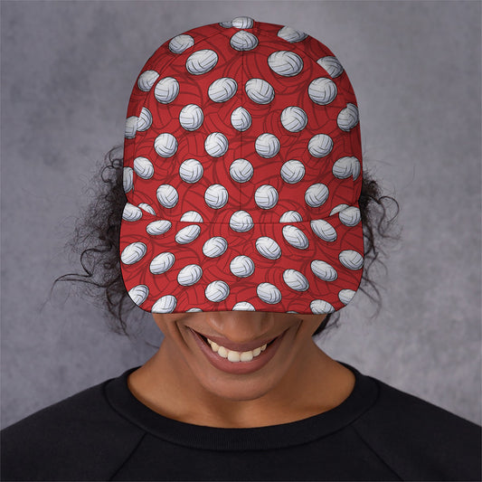 Red And White Volleyball Pattern Print Baseball Cap