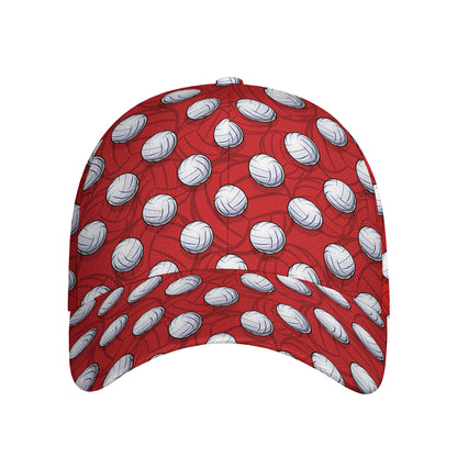 Red And White Volleyball Pattern Print Baseball Cap
