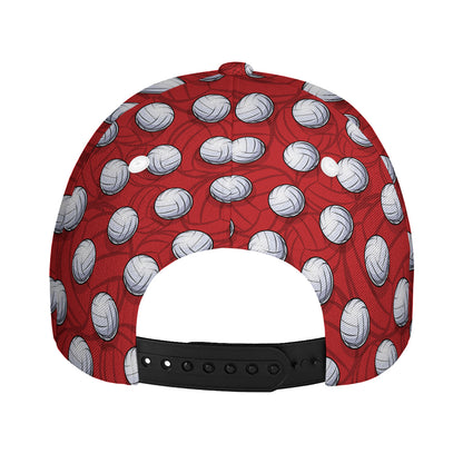 Red And White Volleyball Pattern Print Baseball Cap