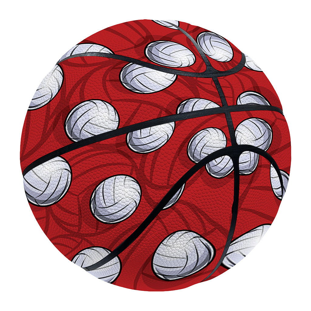 Red And White Volleyball Pattern Print Basketball