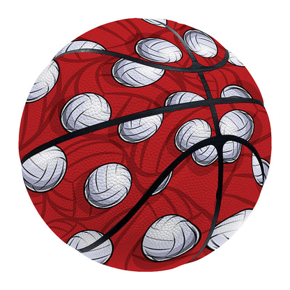 Red And White Volleyball Pattern Print Basketball