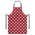 Red And White Volleyball Pattern Print Bib Apron With Pocket