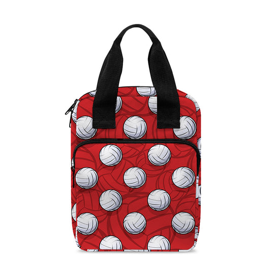Red And White Volleyball Pattern Print Bible Tote Bag