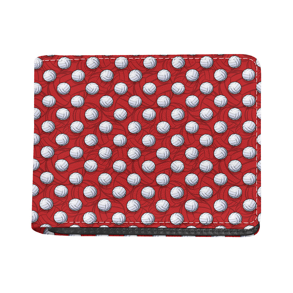Red And White Volleyball Pattern Print Bifold Wallet