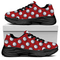 Red And White Volleyball Pattern Print Black Chunky Shoes