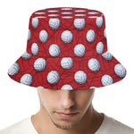 Red And White Volleyball Pattern Print Bucket Hat