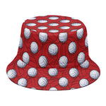 Red And White Volleyball Pattern Print Bucket Hat