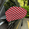 Red And White Volleyball Pattern Print Car Side Mirror Covers