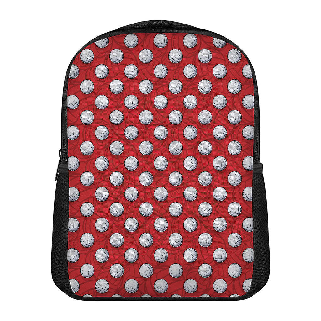 Red And White Volleyball Pattern Print Casual Backpack