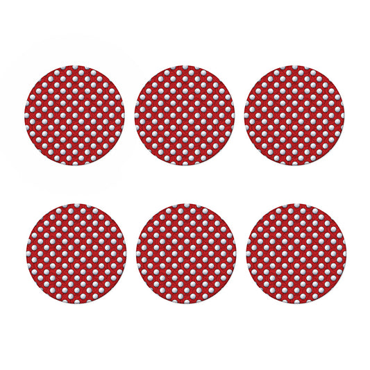 Red And White Volleyball Pattern Print Coaster Set