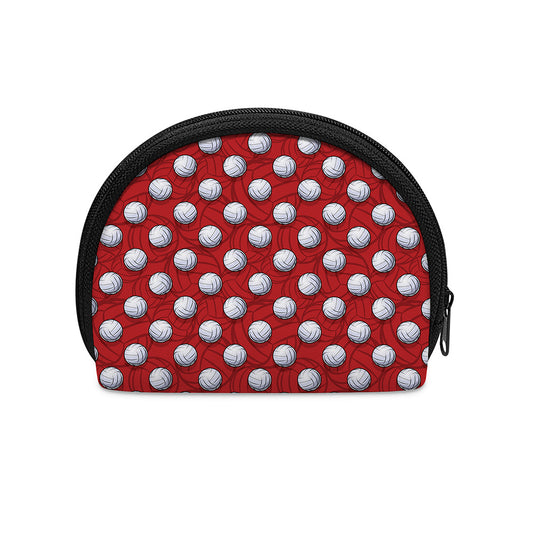 Red And White Volleyball Pattern Print Coin Purse