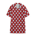 Red And White Volleyball Pattern Print Cotton Hawaiian Shirt