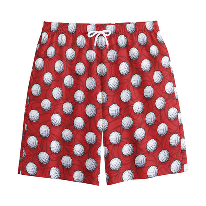 Red And White Volleyball Pattern Print Cotton Shorts