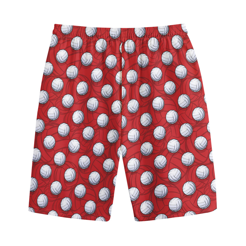 Red And White Volleyball Pattern Print Cotton Shorts