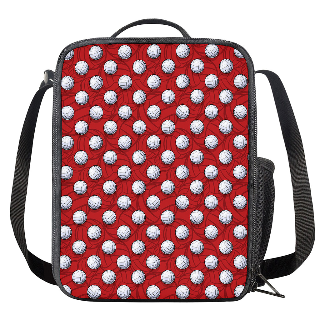 Red And White Volleyball Pattern Print Crossbody Lunch Bag