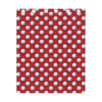 Red And White Volleyball Pattern Print Curtain