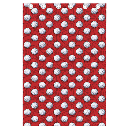 Red And White Volleyball Pattern Print Curtain