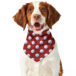 Red And White Volleyball Pattern Print Dog Bandana