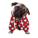 Red And White Volleyball Pattern Print Dog Zip Up Hoodie