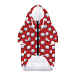 Red And White Volleyball Pattern Print Dog Zip Up Hoodie