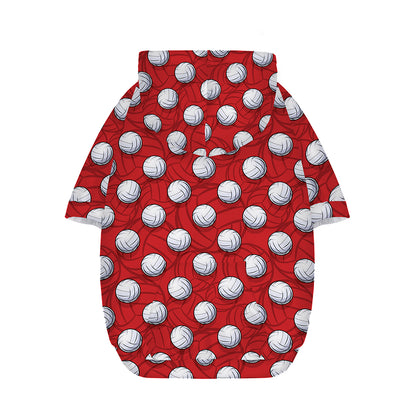 Red And White Volleyball Pattern Print Dog Zip Up Hoodie