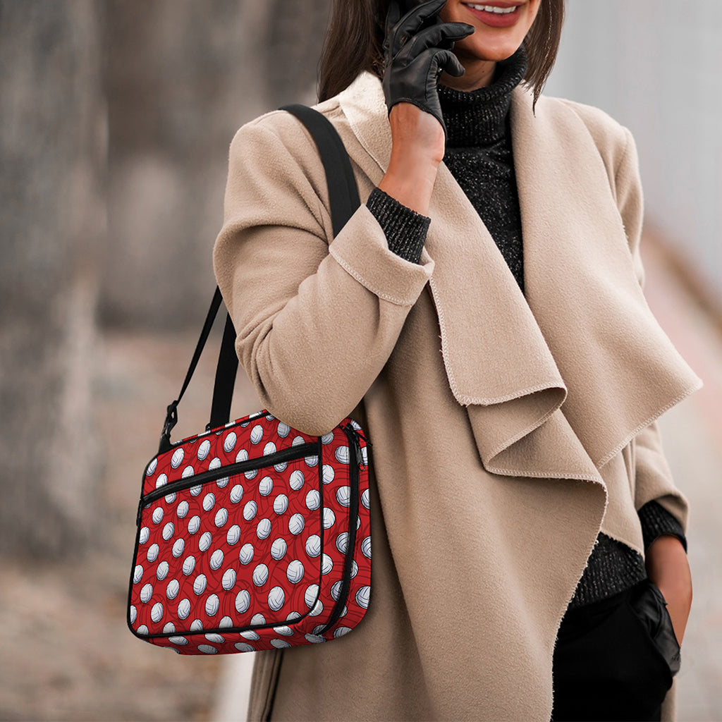 Red And White Volleyball Pattern Print Double Strap Bible Bag