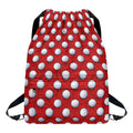Red And White Volleyball Pattern Print Drawstring Backpack