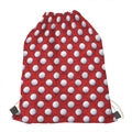 Red And White Volleyball Pattern Print Drawstring Bag