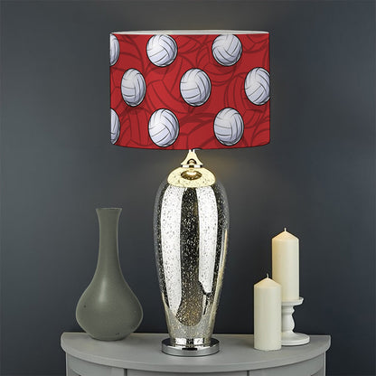 Red And White Volleyball Pattern Print Drum Lamp Shade