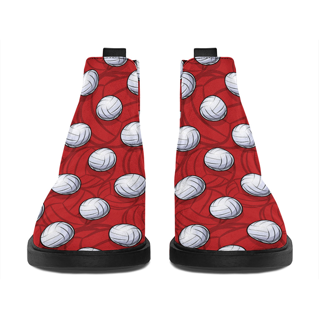 Red And White Volleyball Pattern Print Flat Ankle Boots