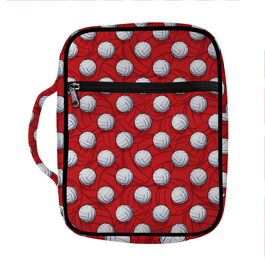 Red And White Volleyball Pattern Print Front Pocket Bible Bag