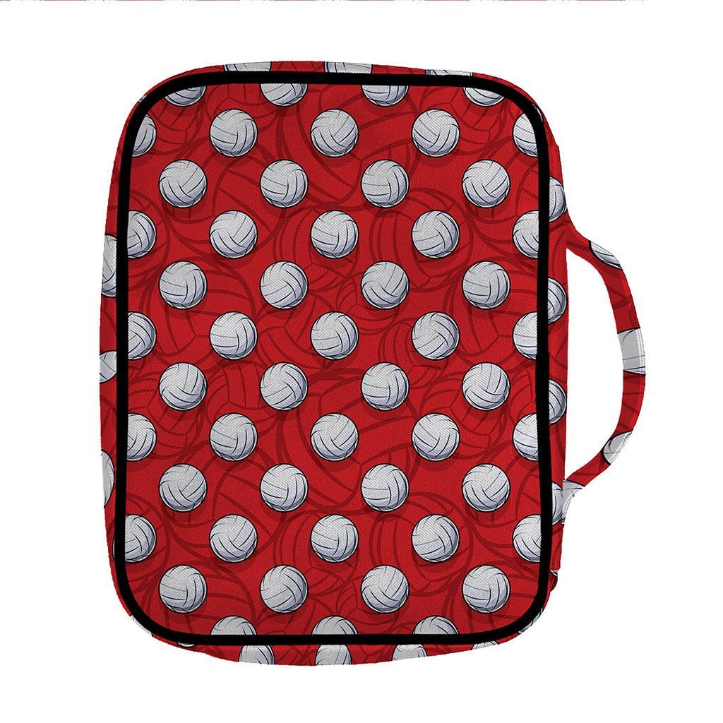 Red And White Volleyball Pattern Print Front Pocket Bible Bag