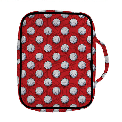 Red And White Volleyball Pattern Print Front Pocket Bible Bag