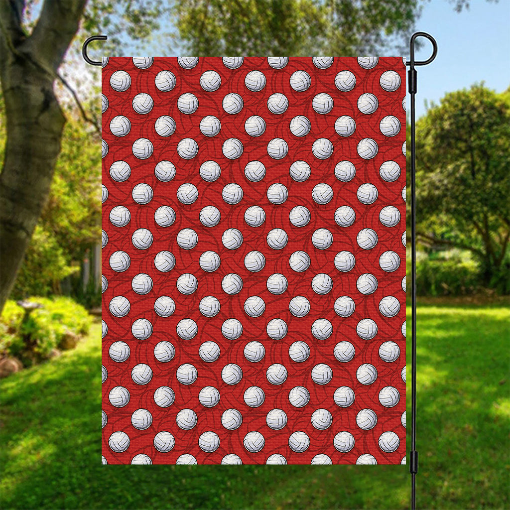 Red And White Volleyball Pattern Print Garden Flag